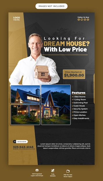 Free PSD real estate house property instagram and facebook story template