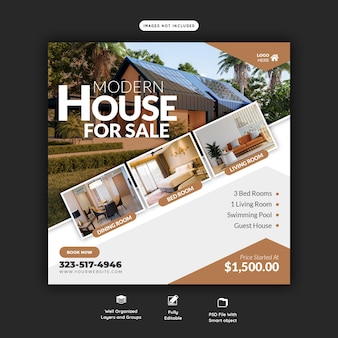 Real estate house property instagram post or social media banner template