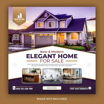 Real estate house property instagram post or square web banner promo template