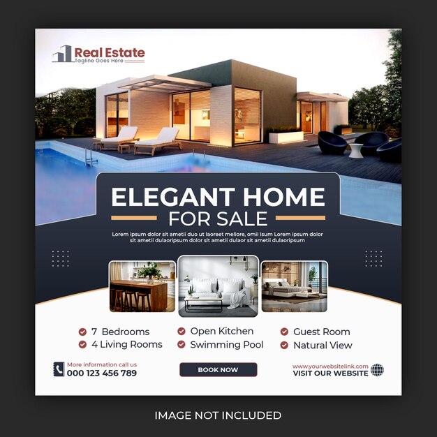 Real estate house property instagram post or square web banner promo template