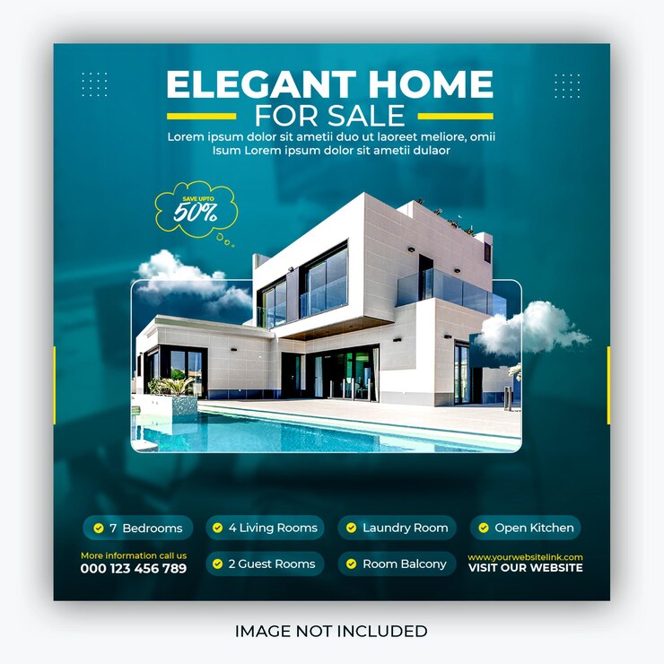 Free PSD real estate house property instagram post or square web banner promo template
