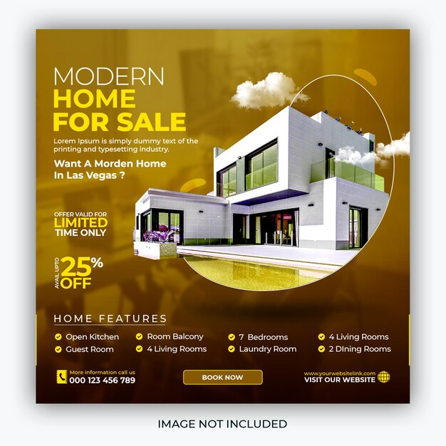 Real estate house property instagram post or square web banner promo template