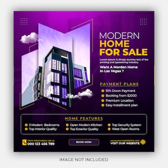 Real estate house property instagram post or square web banner promo template