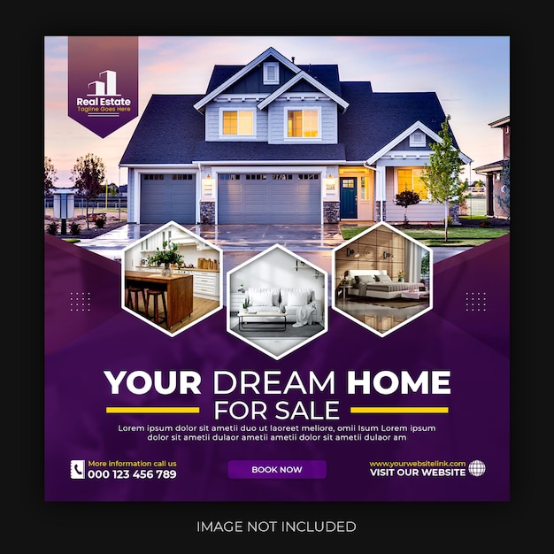 Real estate house property instagram post or square web banner template