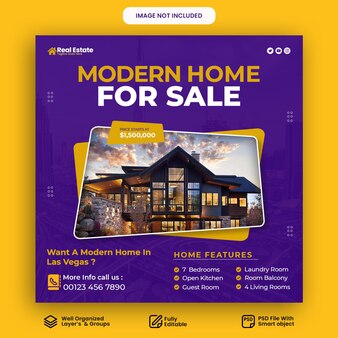 Real estate house property instagram post or square web banner template