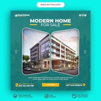 Real estate house property instagram post or square web banner template