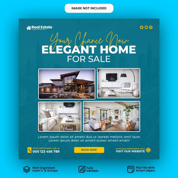 Real estate house property instagram post or square web banner template