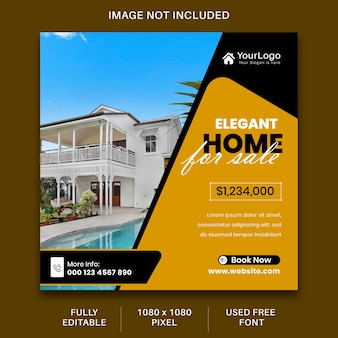 Real estate house property linkedin instagram post or square web banner