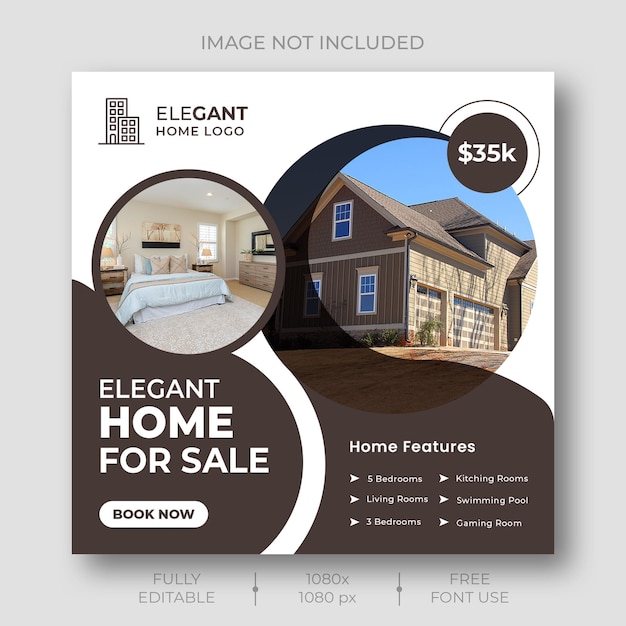 Real estate house property social media or Instagram post template