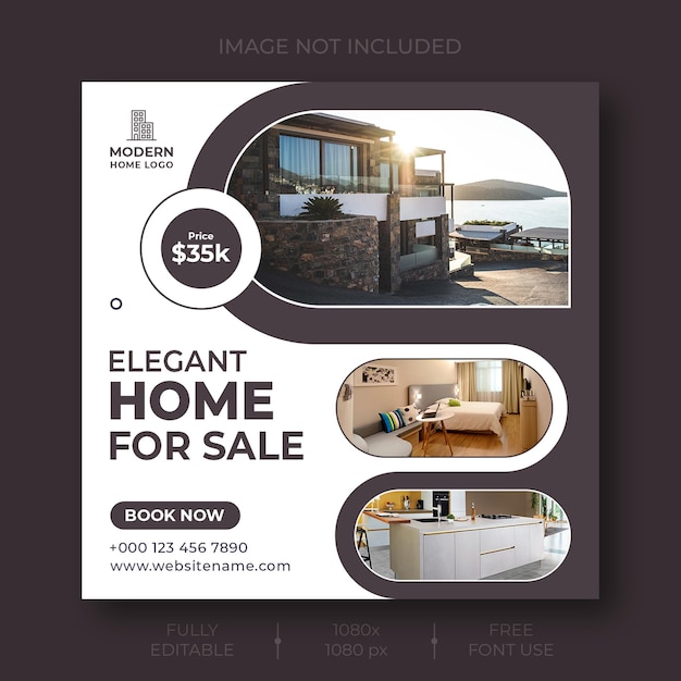 Real estate house property social media Instagram post or web banner template