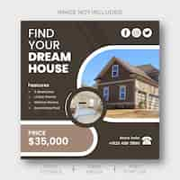 Free PSD real estate house property social media instagram post or web banner template