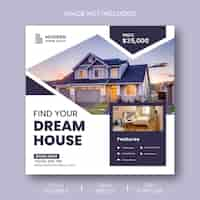 Free PSD real estate house property social media instagram post or web banner template