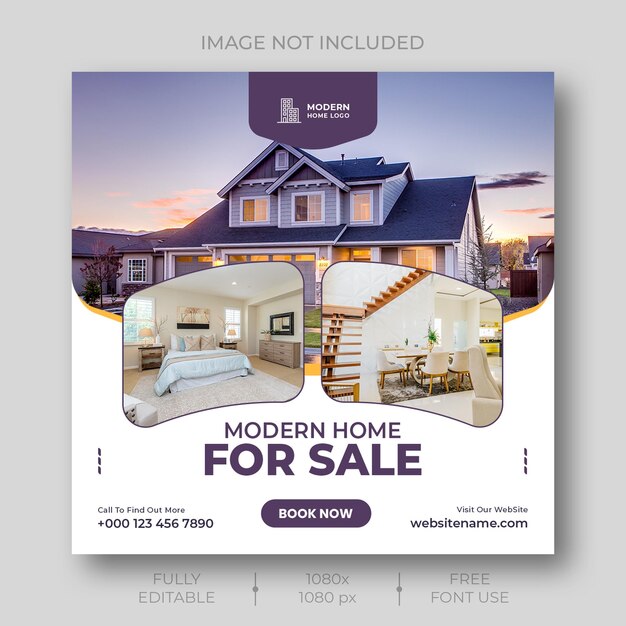 Real estate house property social media Instagram post or web banner template