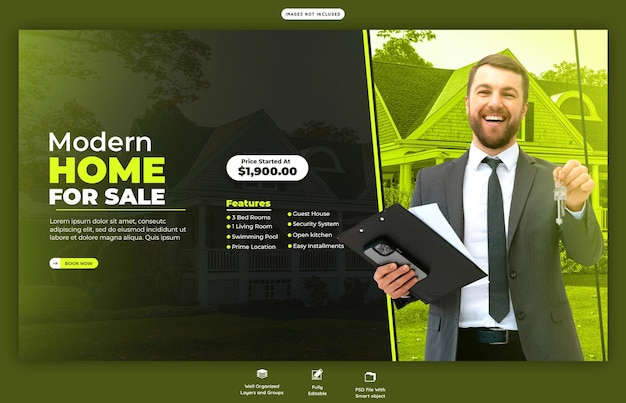 Free PSD real estate house property web banner or background template