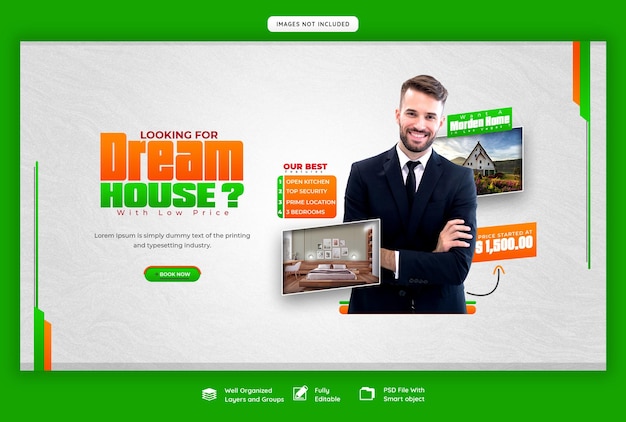 Free PSD real estate house property web banner template