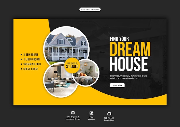 Real estate house property web banner template