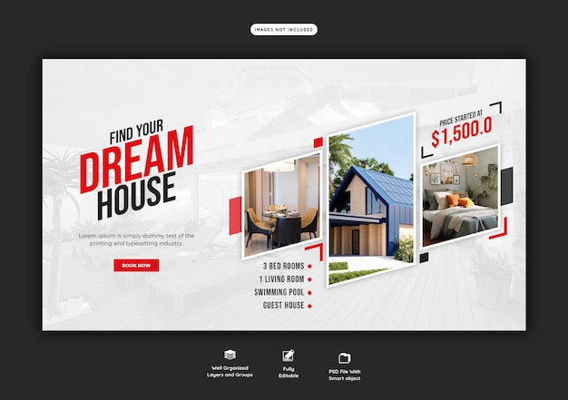 Real estate house property web banner template Free Psd