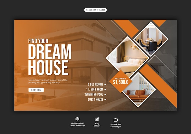 Real estate house property web banner template