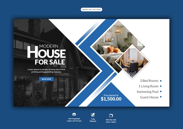 Free PSD real estate house property web banner template