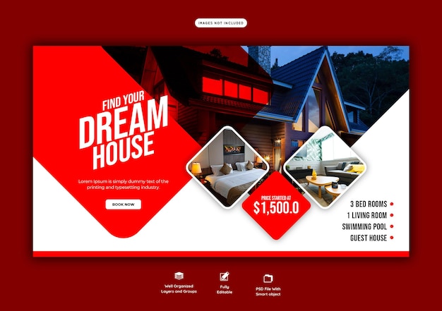 PSD gratuito modello di banner web proprietà casa immobiliare
