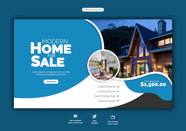 PSD gratuito modello di banner web proprietà casa immobiliare