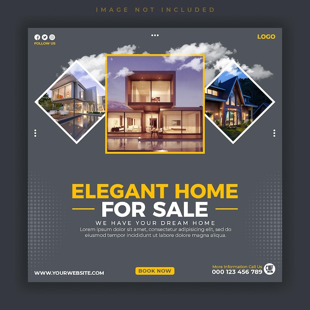 Real estate house sale social media post banner template