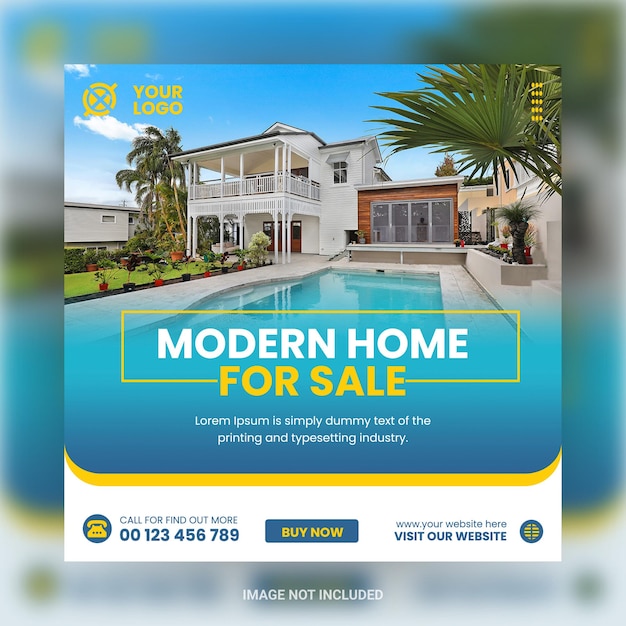 Real estate house social media instagram post or web banner template