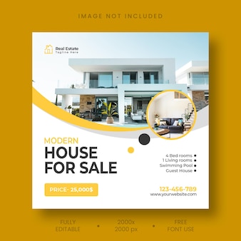 Real estate house social media instagram post or web banner template