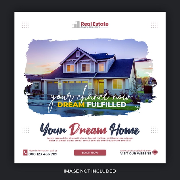 Free PSD real estate house social media post or square banner template