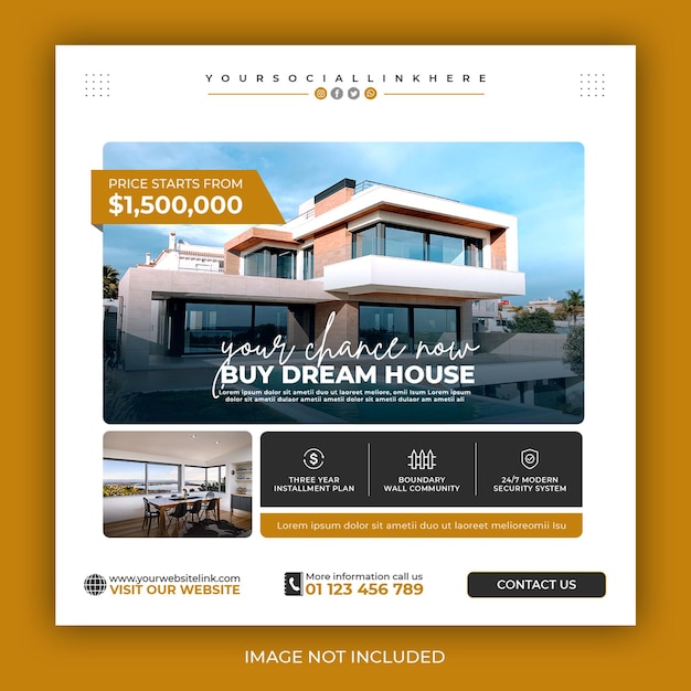 Real estate house social media post or square banner template