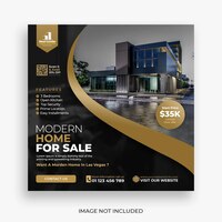 Free PSD real estate house social media post or square banner template