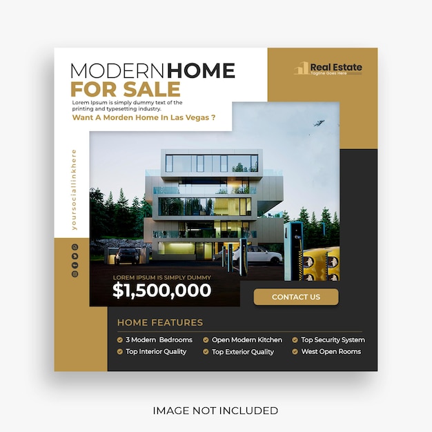 Real estate house social media post or square banner template