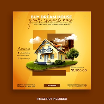 Real estate house social media post or square banner template