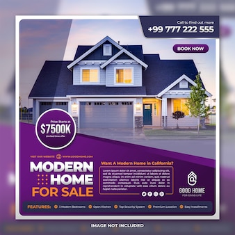 Real estate house social media post square banner template