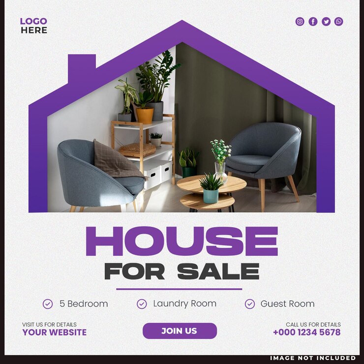 Free PSD real estate house social media post or square banner template
