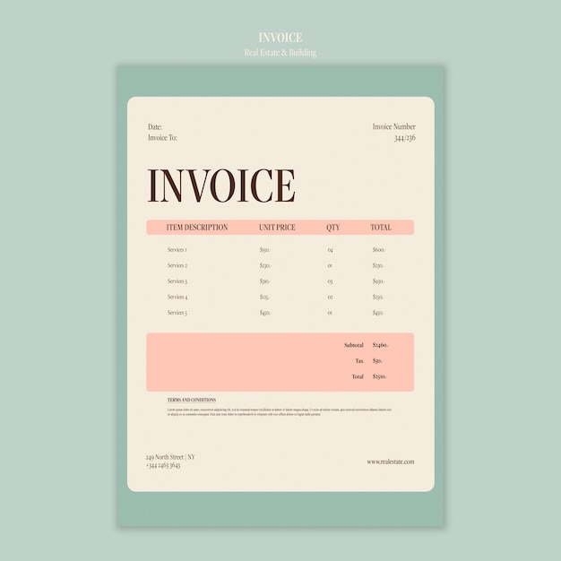 Real estate and interior design invoice template