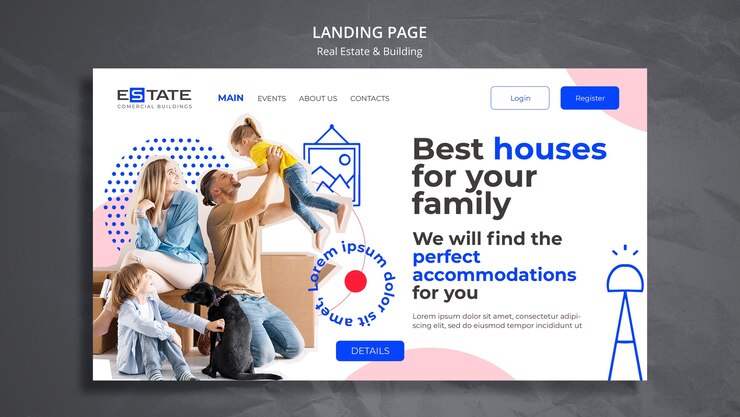 Free PSD real estate landing page template