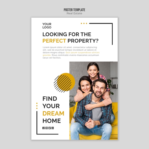 Free PSD real estate poster template design