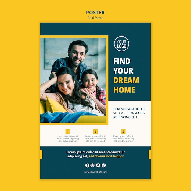 Free PSD real estate poster template