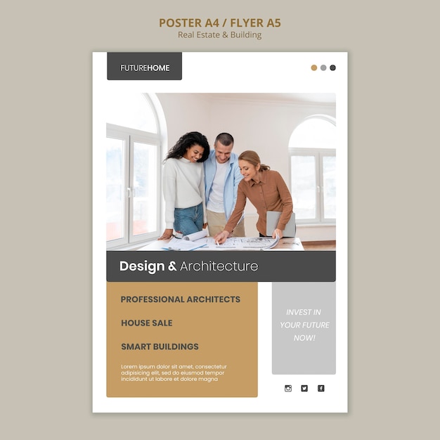 Real estate print template with photo – Free PSD template download