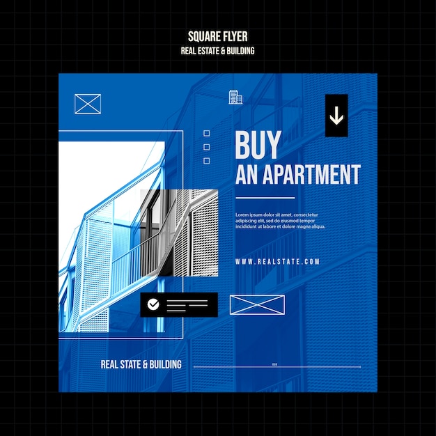 Free PSD real estate project square flyer template