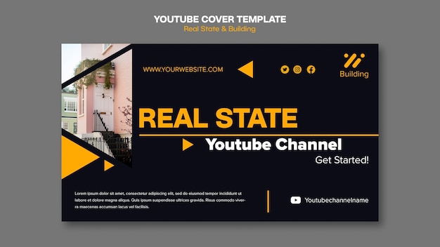 Free PSD real estate project youtube cover template