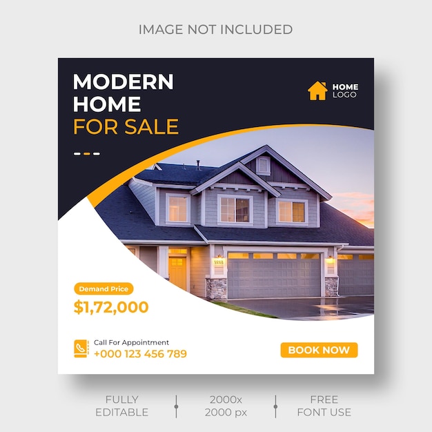 Free PSD real estate social media or instagram post banner template