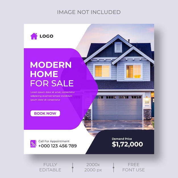 Real estate social media or instagram post banner template