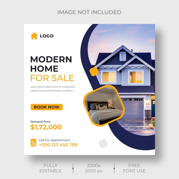 Free PSD real estate social media or instagram post template