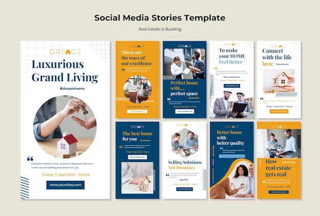 Free PSD real estate social media stories template