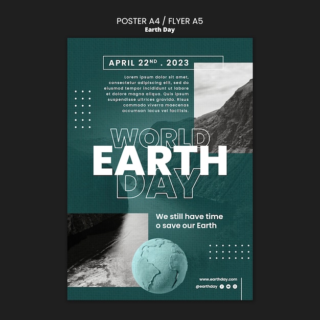 Free PSD realist earth day template design