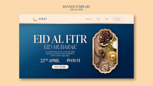 PSD gratuito design del modello realista eid al-fitr
