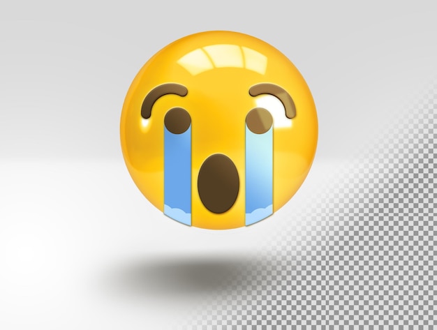 Realistic 3d emoji with crying face