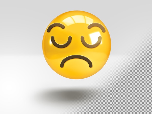 PSD gratuito emoji 3d realistiche con una faccia di dispiacere